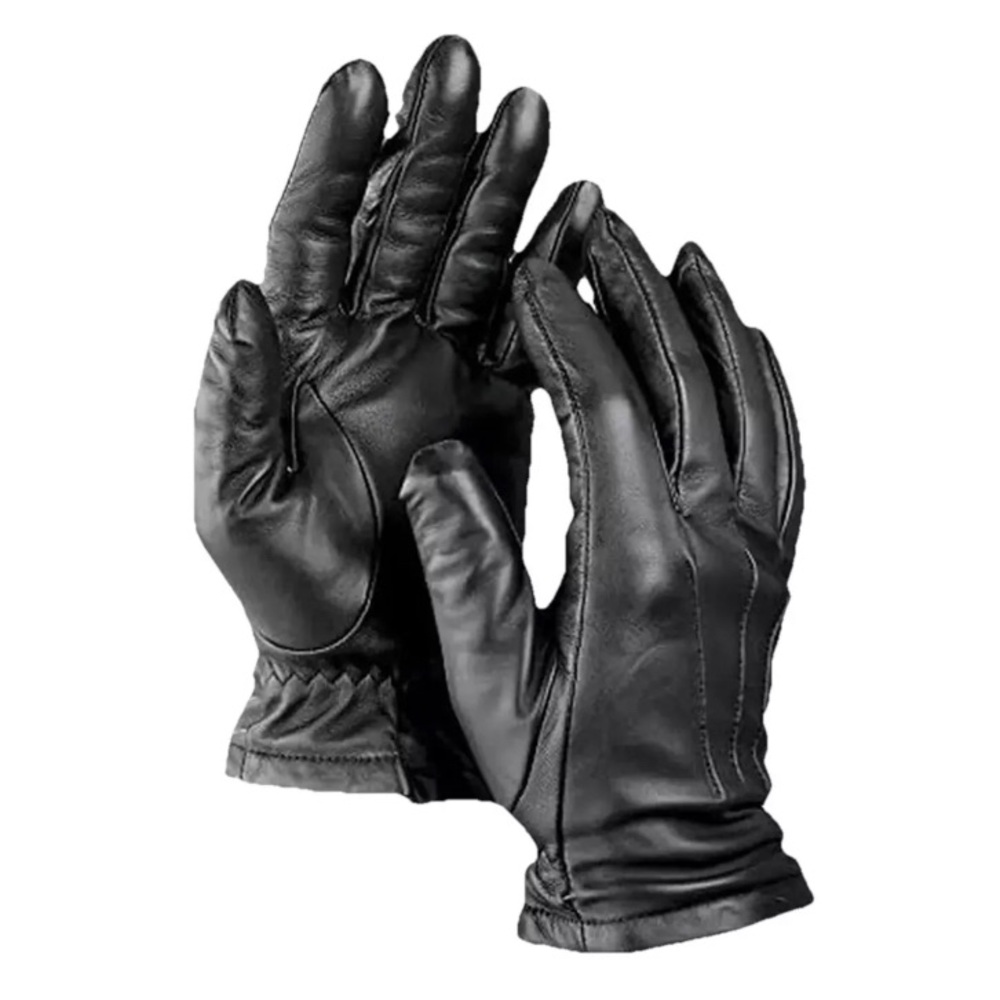 Club Room Black Leather Full-Fingered Gloves with Classic Design